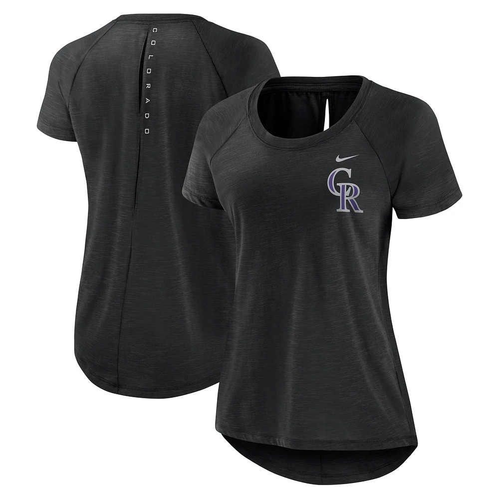Women's Nike  Heather Black Colorado Rockies Summer Breeze Raglan Fashion T-Shirt