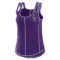Women's WEAR by Erin Andrews Purple Colorado Rockies Contrast Stitch Tank Top