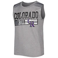 Youth Heather Gray Colorado Rockies Sleeveless T-Shirt