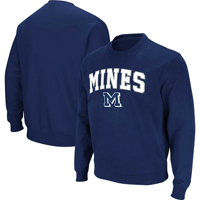 Men's Colosseum Navy Colorado School of Mines Orediggers Arch Over Logo Pullover Sweatshirt