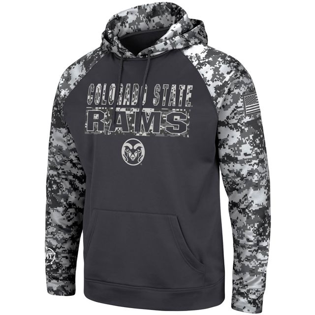 Colosseum Charcoal Colorado State Rams OHT Military Appreciation Digital Camo Sweat à capuche pour homme