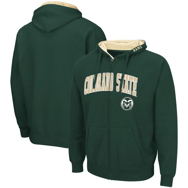 Colosseum Green Colorado State Rams Arch & Logo 3.0 Sweat à capuche entièrement zippé pour homme