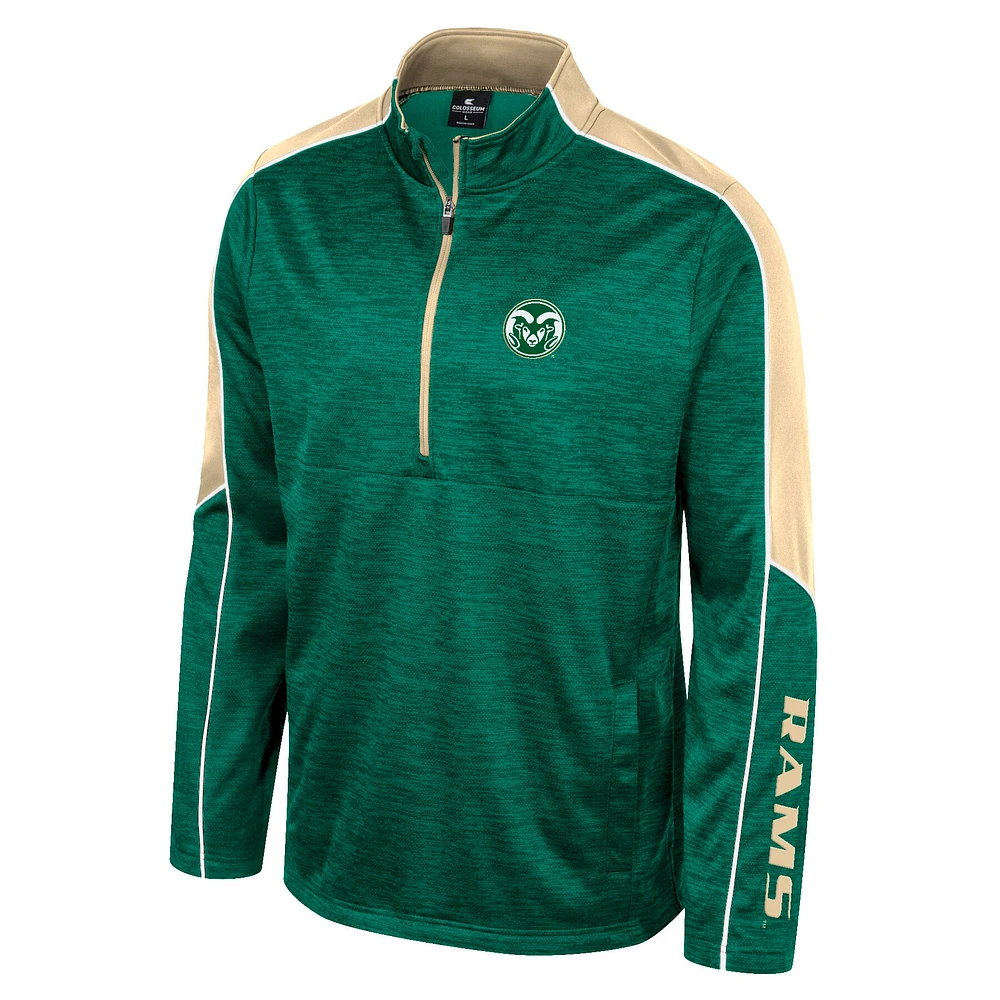 Veste à demi-zip chinée Colosseum Green Colorado State Rams pour hommes