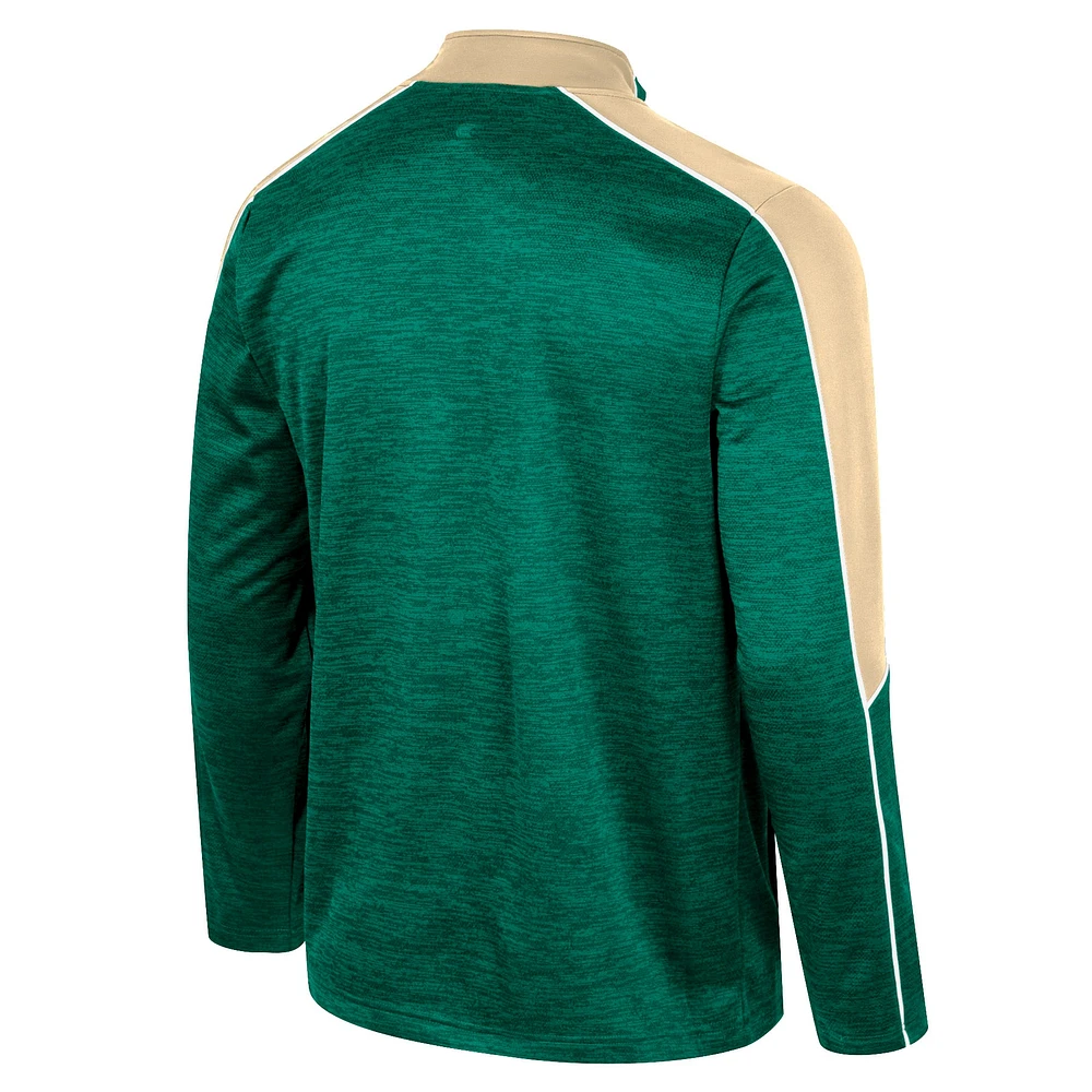 Veste à demi-zip chinée Colosseum Green Colorado State Rams pour hommes