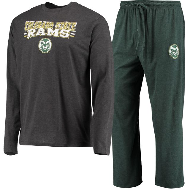 Concepts Sport pour homme vert/anthracite chiné Colorado State Rams Meter T-shirt à manches longues et pantalon Ensemble de nuit