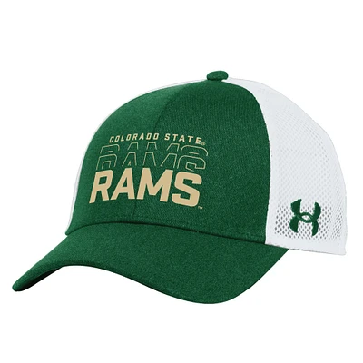 Casquette ajustable Sideline Blitzing Trucker 2024 verte Colorado State Rams pour homme Under Armour