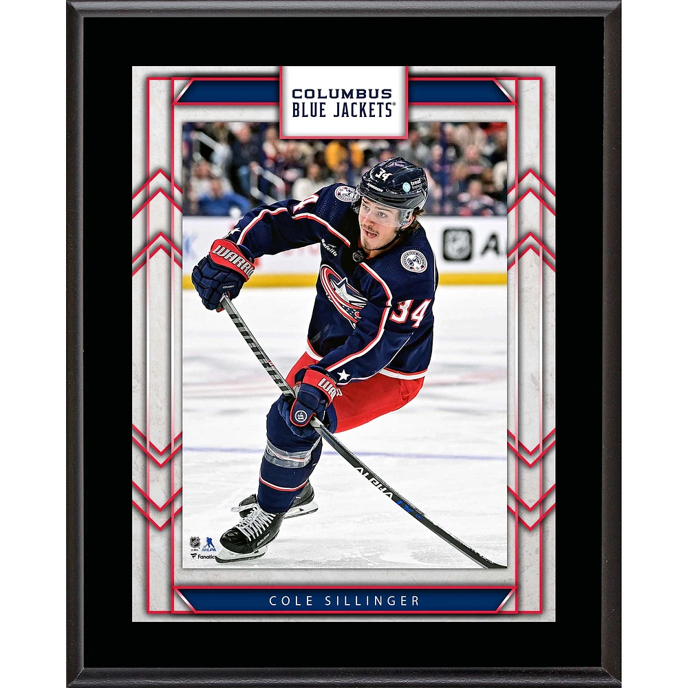 Plaque de joueur sublimée Cole Sillinger Columbus Blue Jackets 10,5" x 13"