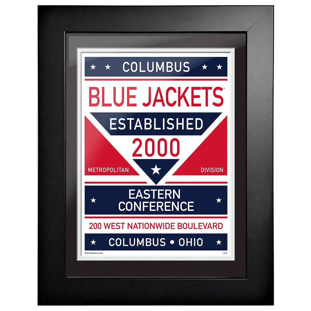 Columbus Blue Jackets - 12'' x 16'' Œuvre d'art encadrée bicolore