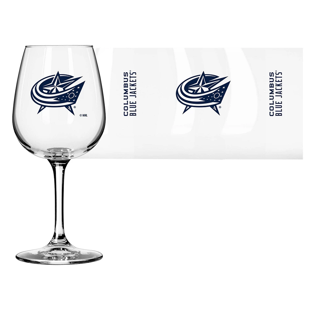 Columbus Blue Jackets Logo 12oz. Stemmed Wine Glass