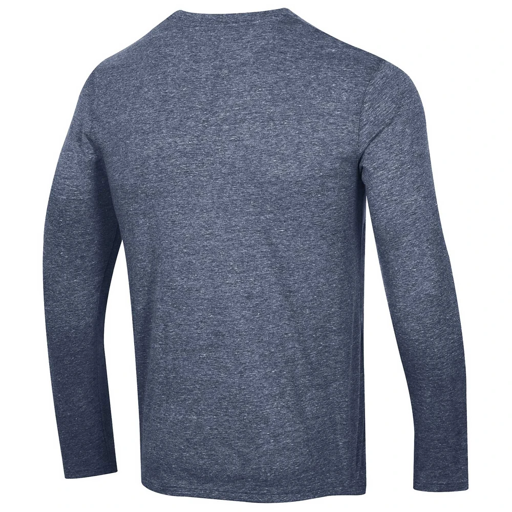 Champion Heather Navy Columbus Blue Jackets T-shirt à manches longues tri-mélange multi-logos