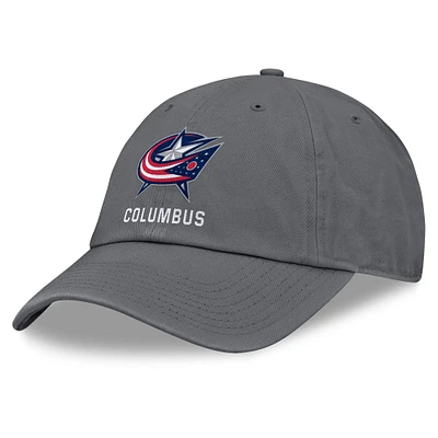 Casquette ajustable délavée pour homme Fanatics Charcoal Columbus Blue Jackets