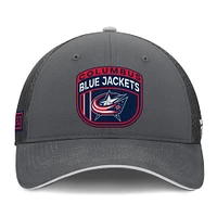Men's Fanatics Gray Columbus Blue Jackets Authentic Pro Home Ice Trucker Adjustable Hat