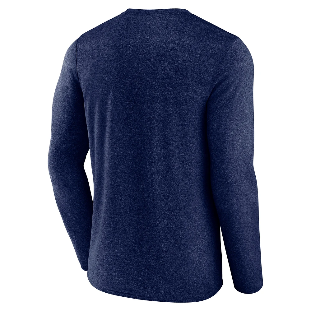 Men's Fanatics Heather Navy Columbus Blue Jackets Transition Long Sleeve T-Shirt