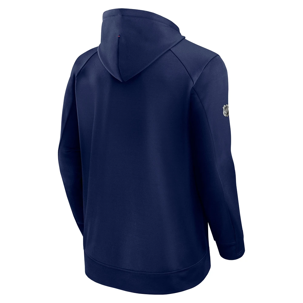 Men's Fanatics  Navy Columbus Blue Jackets Authentic Pro Rink Fleece Pullover Hoodie