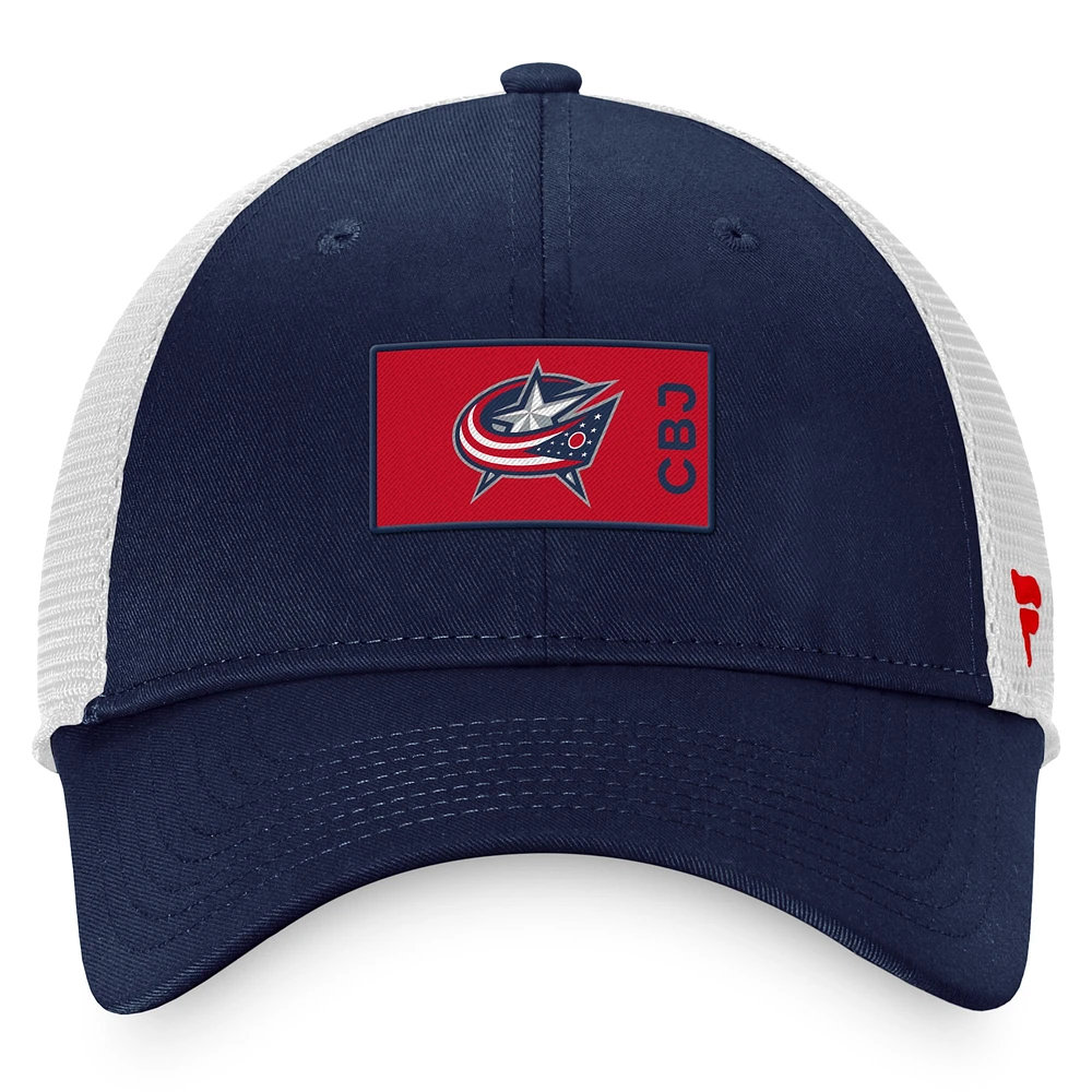 Men's Fanatics Navy Columbus Blue Jackets Authentic Pro Rink Trucker Snapback Hat