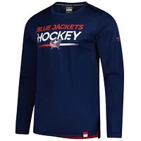 Men's Fanatics Navy Columbus Blue Jackets Authentic Pro Tech Long Sleeve T-Shirt