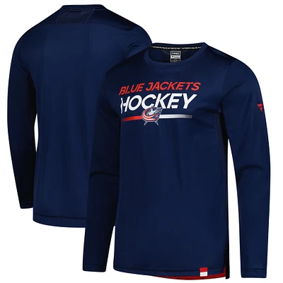 Men's Fanatics Navy Columbus Blue Jackets Authentic Pro Tech Long Sleeve T-Shirt