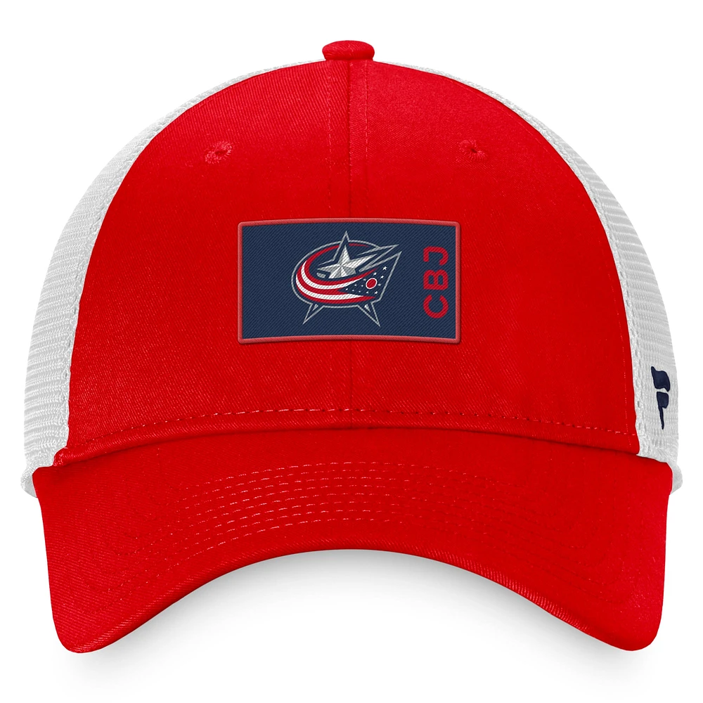 Men's Fanatics Red/White Columbus Blue Jackets Authentic Pro Rink Trucker Snapback Hat