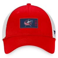 Men's Fanatics Red/White Columbus Blue Jackets Authentic Pro Rink Trucker Snapback Hat