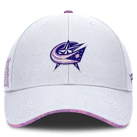 Men's Fanatics White Columbus Blue Jackets Authentic Pro Hockey Fights Cancer Adjustable Hat