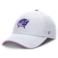 Men's Fanatics White Columbus Blue Jackets Authentic Pro Hockey Fights Cancer Adjustable Hat