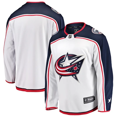 Maillot Breakaway Away Fanatics pour hommes, blanc, Columbus Blue Jackets