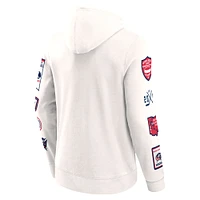 Men's Fanatics White Columbus Blue Jackets Letterman Fleece Pullover Hoodie