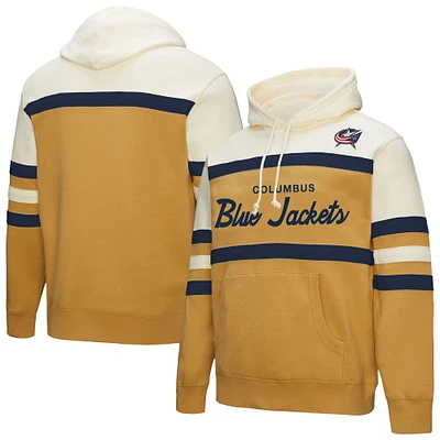 Sweat à capuche Mitchell & Ness pour homme, couleur or/crème, entraîneur-chef des Columbus Blue Jackets