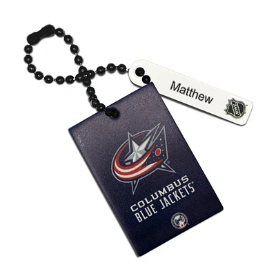 Navy Columbus Blue Jackets Personalized Leather Rectangle Bag Tag