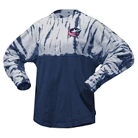 Unisex Spirit Jersey Navy Columbus Blue Jackets Crystal Half Dye Long Sleeve T-Shirt