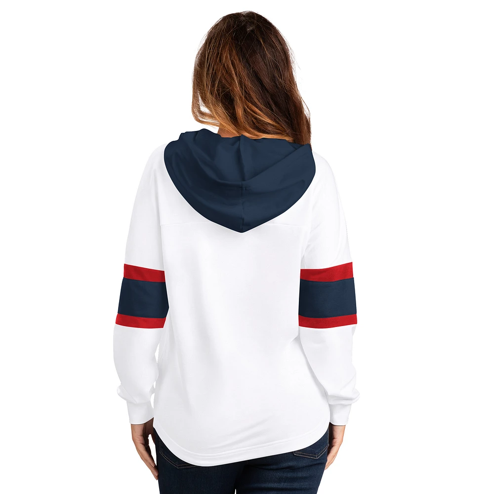 T-shirt à capuche manches longues et lacets G-III 4Her by Carl Banks pour femme, blanc, Columbus Blue Jackets Goal Zone