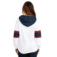 T-shirt à capuche manches longues et lacets G-III 4Her by Carl Banks pour femme, blanc, Columbus Blue Jackets Goal Zone