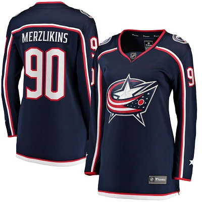 Fanatics pour femmes Elvis Merzlikins Bleu marine Columbus Blue Jackets Maillot Breakaway à domicile