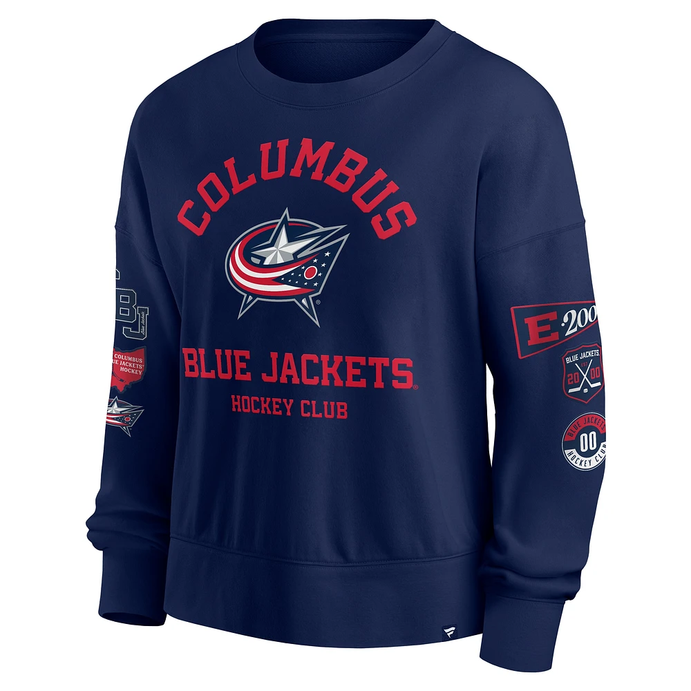 Women's Fanatics Navy Columbus Blue Jackets Go Team Pullover Sweatshirt