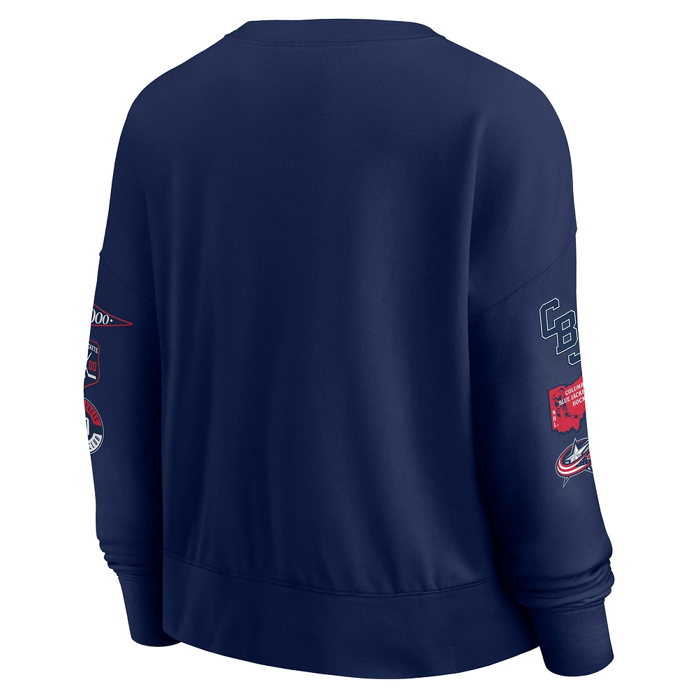 Women's Fanatics Navy Columbus Blue Jackets Go Team Pullover Sweatshirt