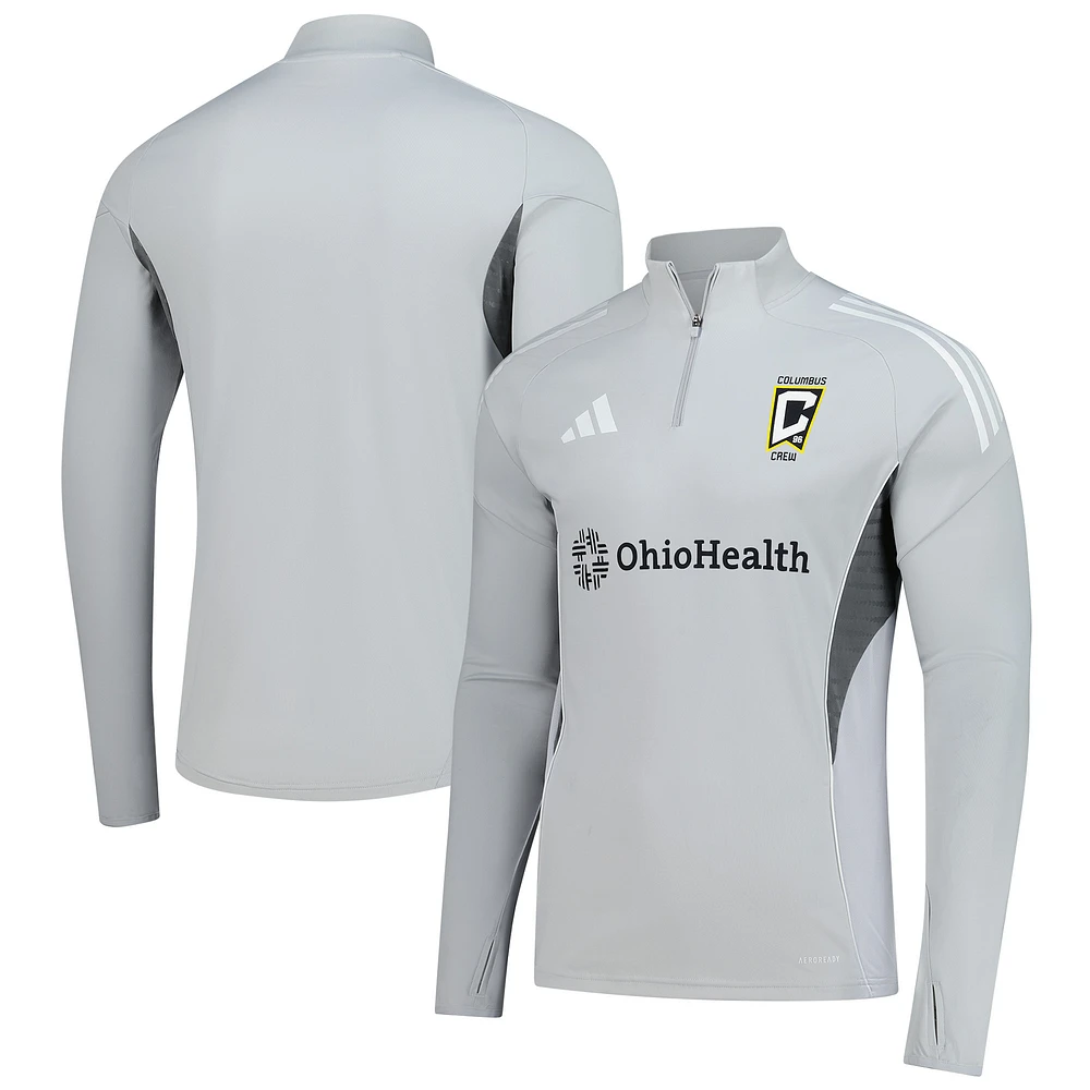 Men's adidas Silver Columbus Crew 2025 Quarter-Zip Long Sleeve Training Top