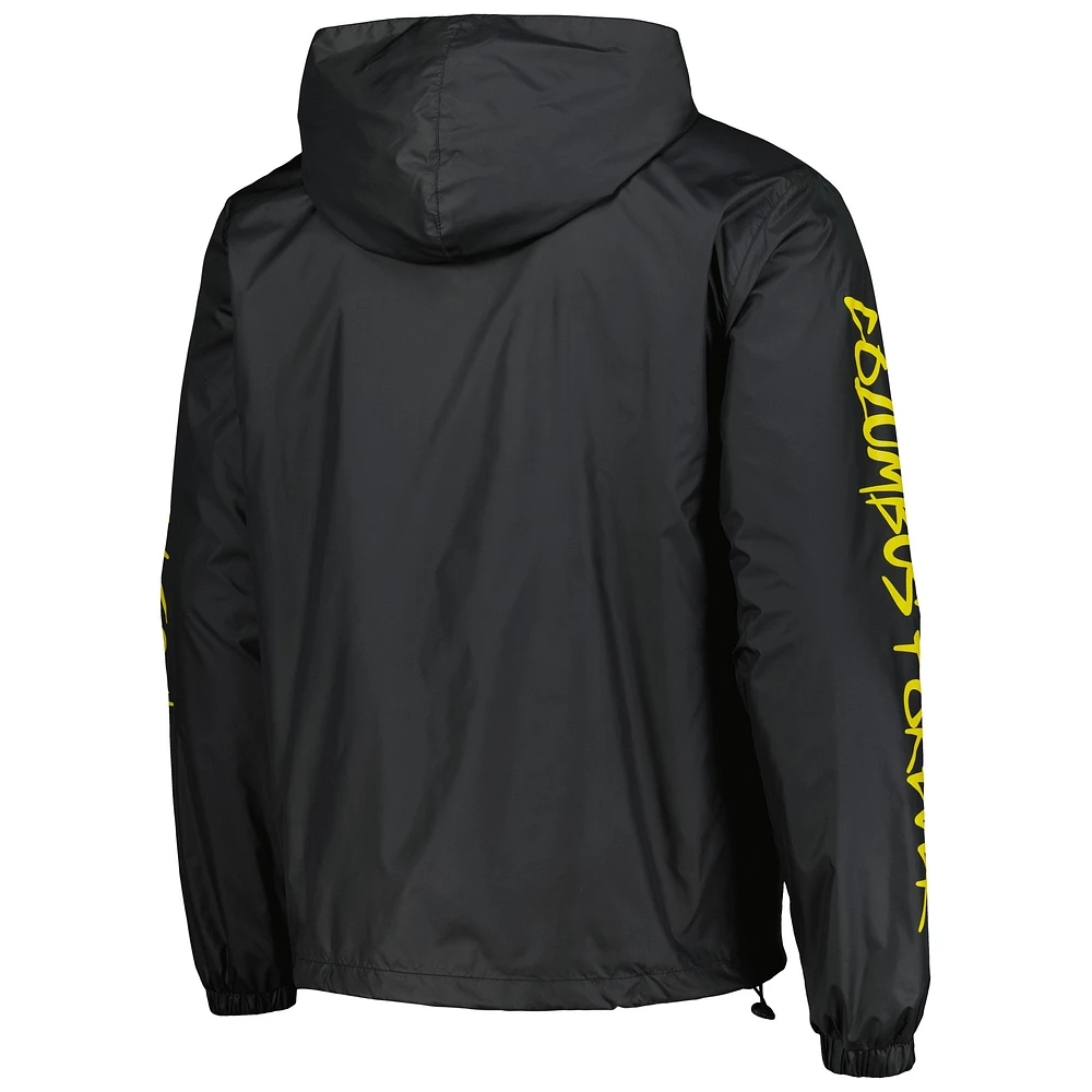 Veste coupe-vent à capuche et fermeture éclair complète Columbus Crew Graffiti de coloris noir pour hommes