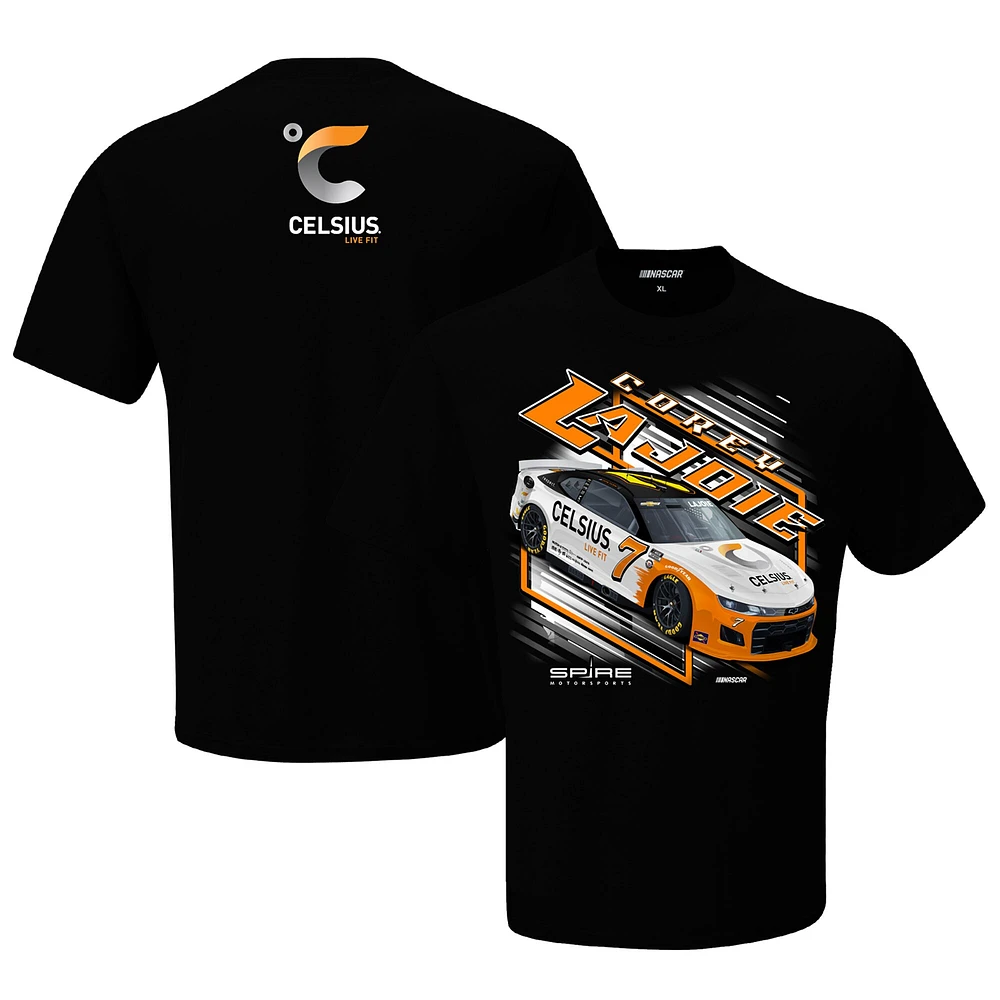 Men's Checkered Flag Black Corey LaJoie Celsius Car T-Shirt