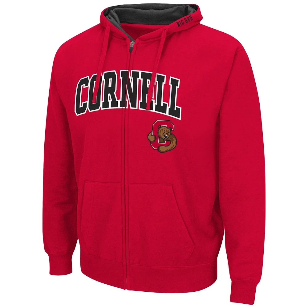 Men's Colosseum Red Cornell Big Arch & Logo 3.0 Full-Zip Hoodie
