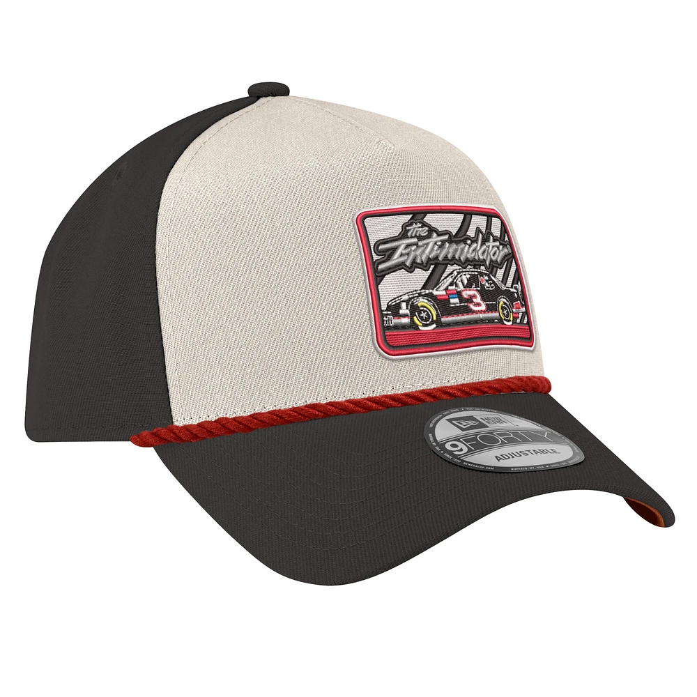 Men's New Era Stone/Black Dale Earnhardt 9FORTY Rope Adjustable Hat