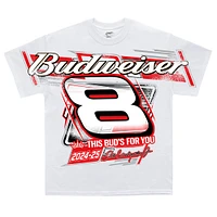 Men's JR Motorsports Official Team Apparel White Dale Earnhardt Jr. Budweiser Tonal Print T-Shirt
