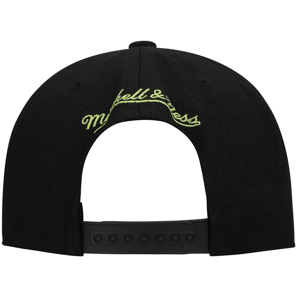 Men's Mitchell & Ness Black/Green Dallas Burn Historic Logo Since '96 Foundation Script Snapback Hat