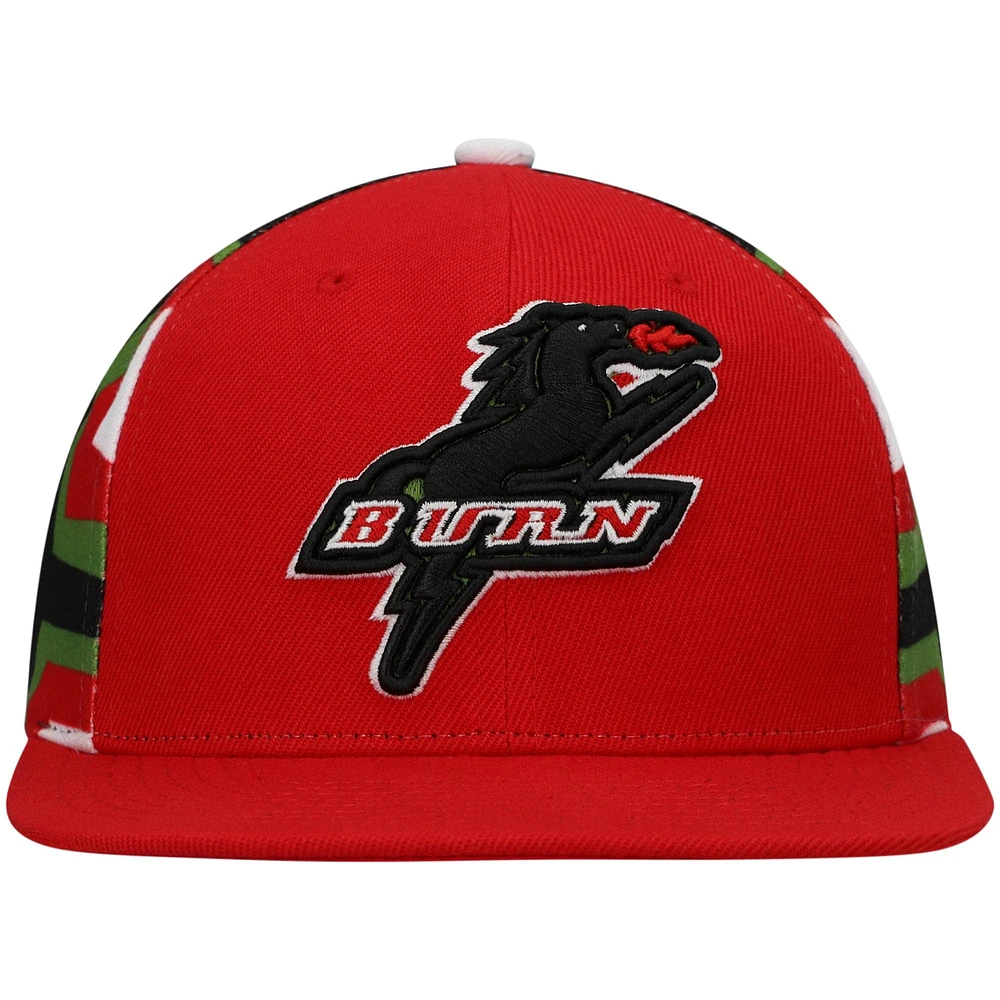 Men's Mitchell & Ness Red Dallas Burn Historic Logo Since '96 Jersey Hook Snapback Hat
