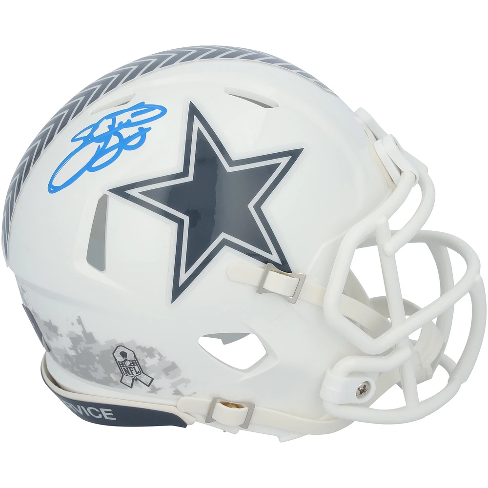 Emmitt Smith Dallas Cowboys Autographed 2024 Salute To Service Riddell Speed Mini Helmet