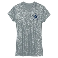Girls Youth Micah Parsons Silver Dallas Cowboys Sequin Player Name & Number V-Neck Dress