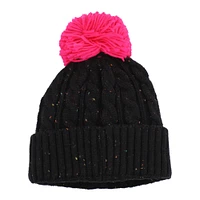 Girls Youth Black Dallas Cowboys Nep Yarn Cuffed Knit Hat with Pom