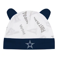 Infant Navy/White Dallas Cowboys Baby Bear Cuffed Knit Hat Set