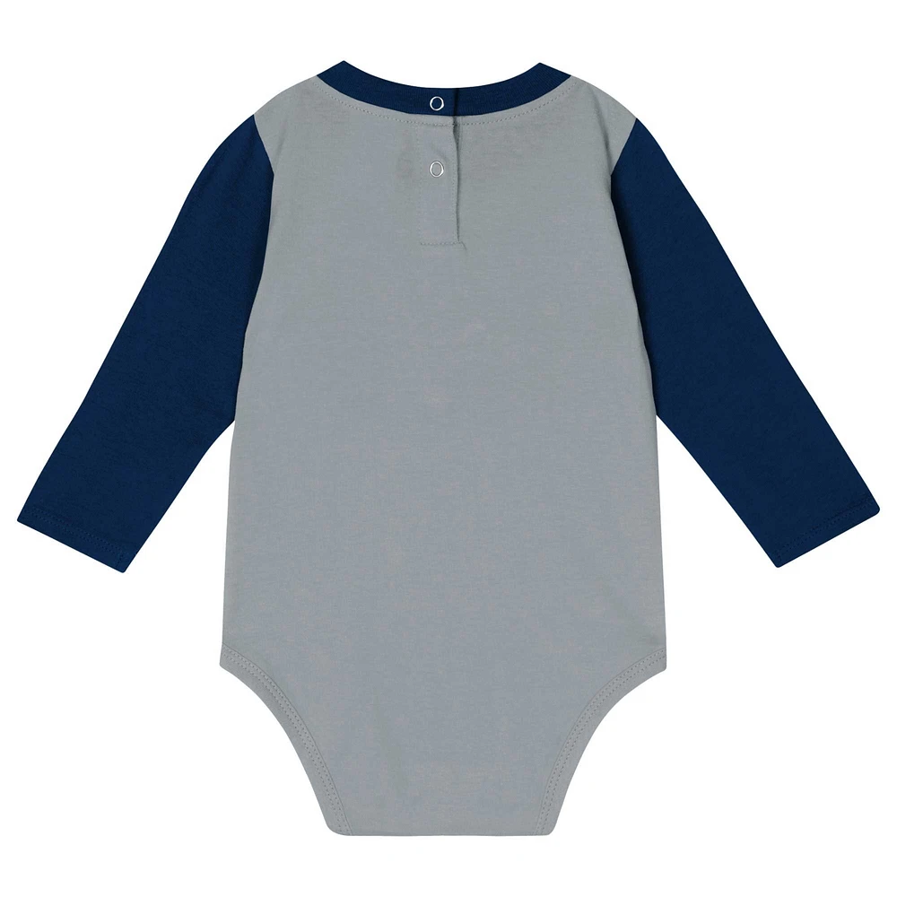 Infant Silver/Navy Dallas Cowboys Double Up Long Sleeve Bodysuit Pant Set
