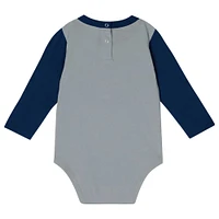 Infant Silver/Navy Dallas Cowboys Double Up Long Sleeve Bodysuit Pant Set