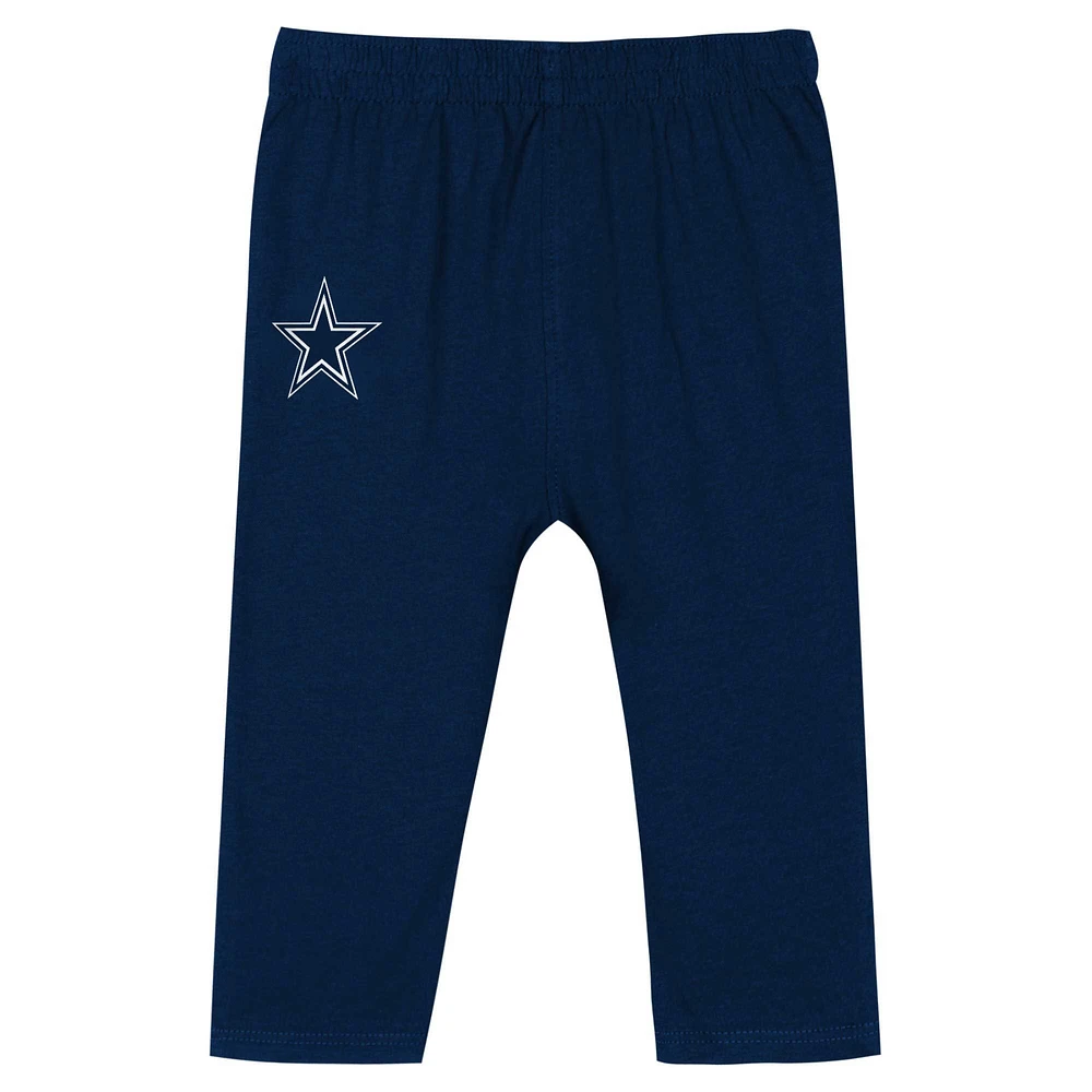Infant Silver/Navy Dallas Cowboys Double Up Long Sleeve Bodysuit Pant Set